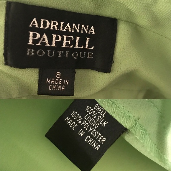 🚫SOLD🚫 Adrianna Papell Lime Green Silk Halter Dress Sz 8 - Picture 6 of 8